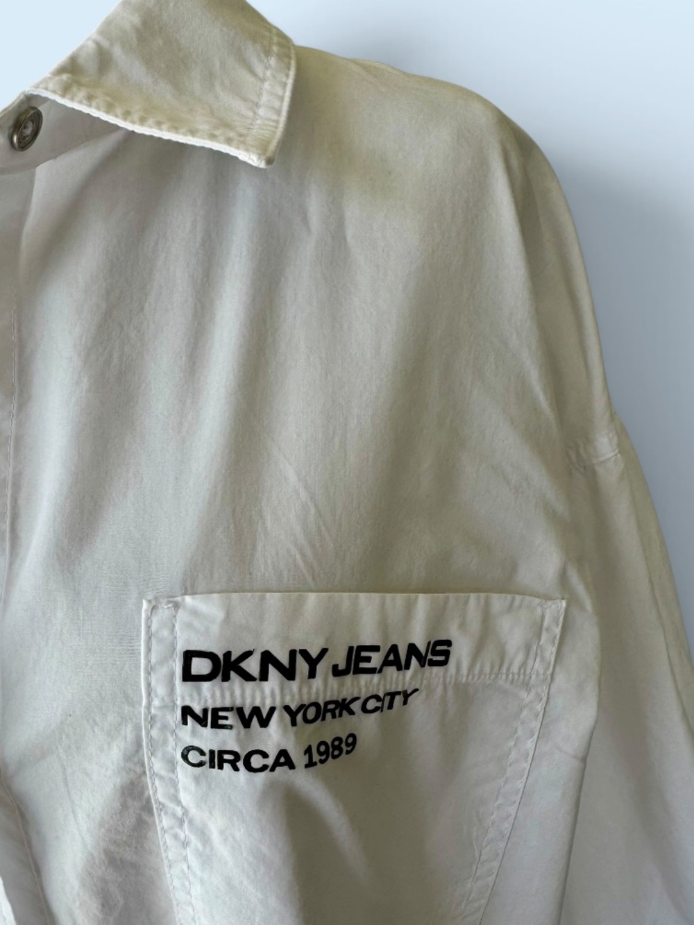 DKNY Jeans White Cotton Button Down Shirt Women's Sz XL Logo 1989 Tribute - Picture 3 of 7